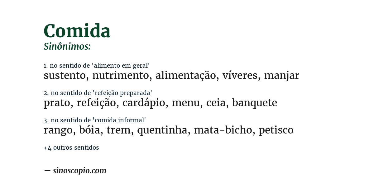 Sinônimo de comida