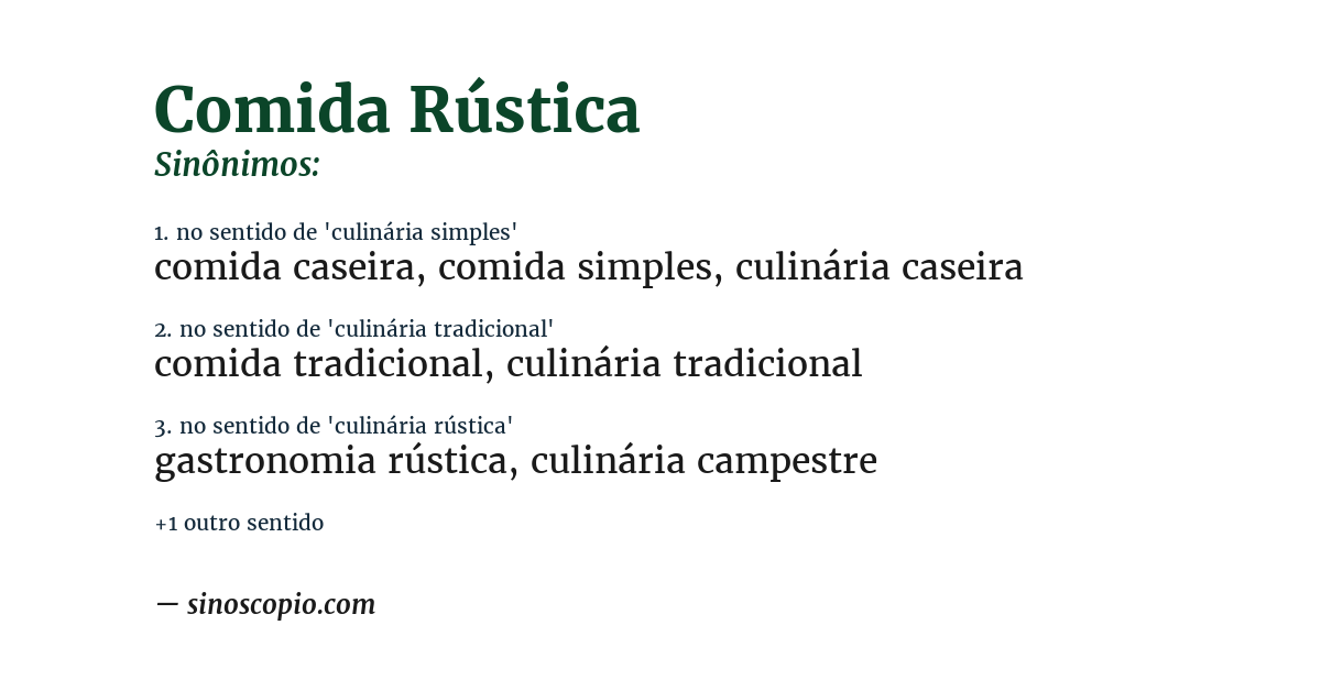 Sinônimo de comida rústica