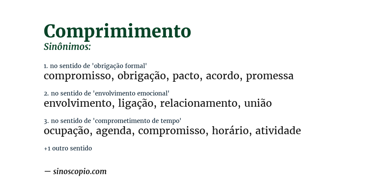 Sinônimo de comprimimento