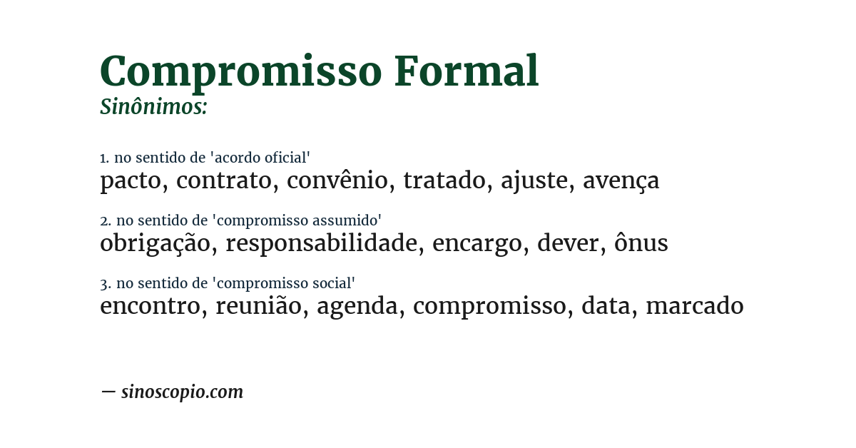 Sinônimo de compromisso formal
