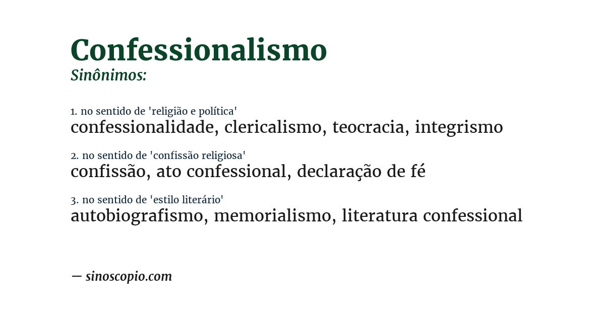 Sinônimo de confessionalismo