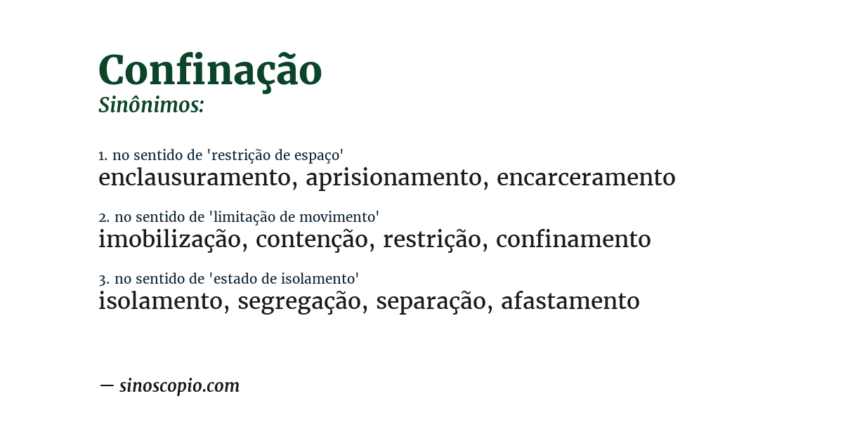 Sinônimo de confinação