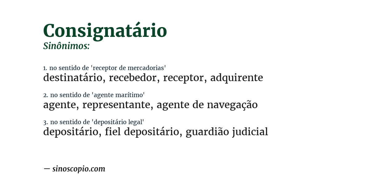 Sinônimo de consignatário
