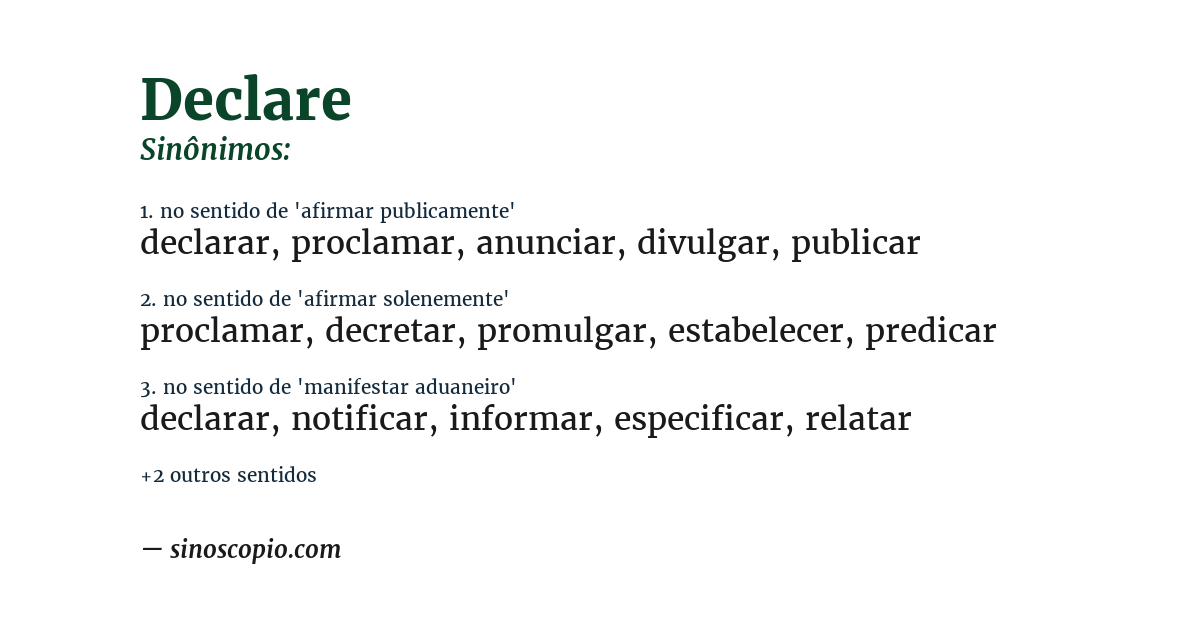 Sinônimo de declare