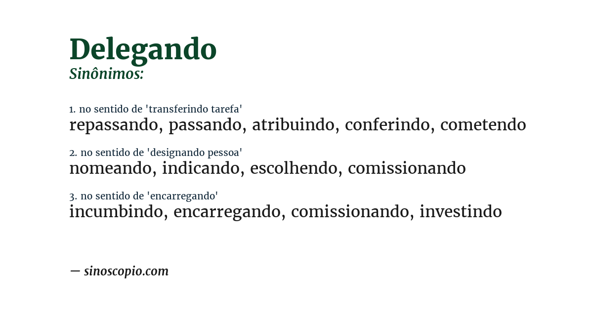 Sinônimo de delegando