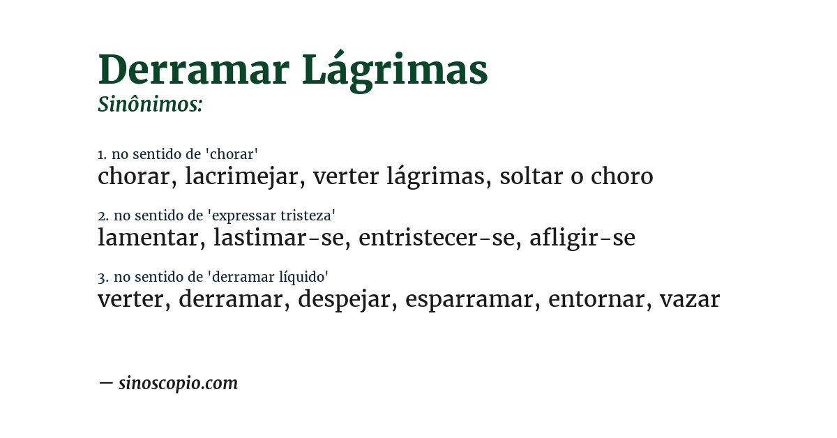 Sinônimo de derramar lágrimas