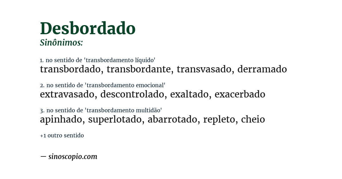 Sinônimo de desbordado