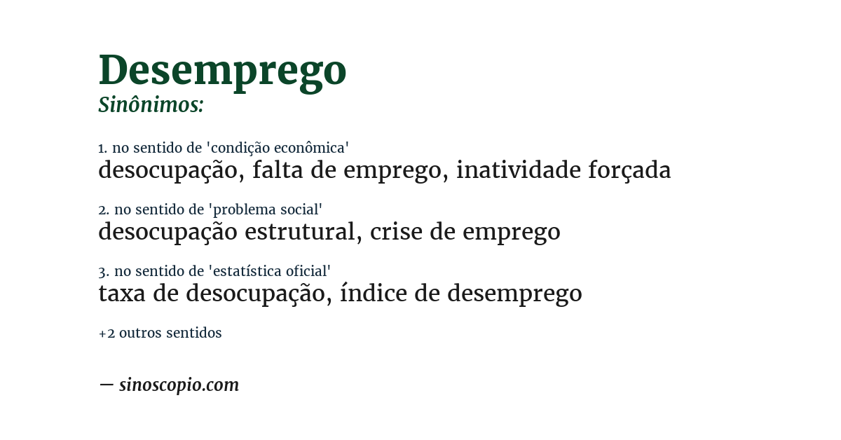 Sinônimo de desemprego