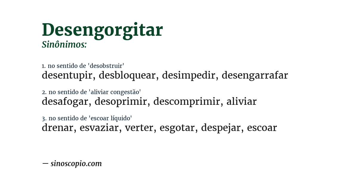 Sinônimo de desengorgitar