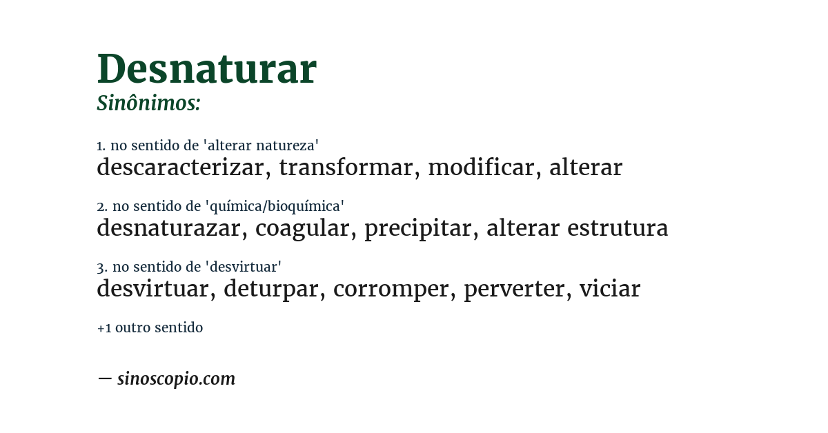 Sinônimo de desnaturar