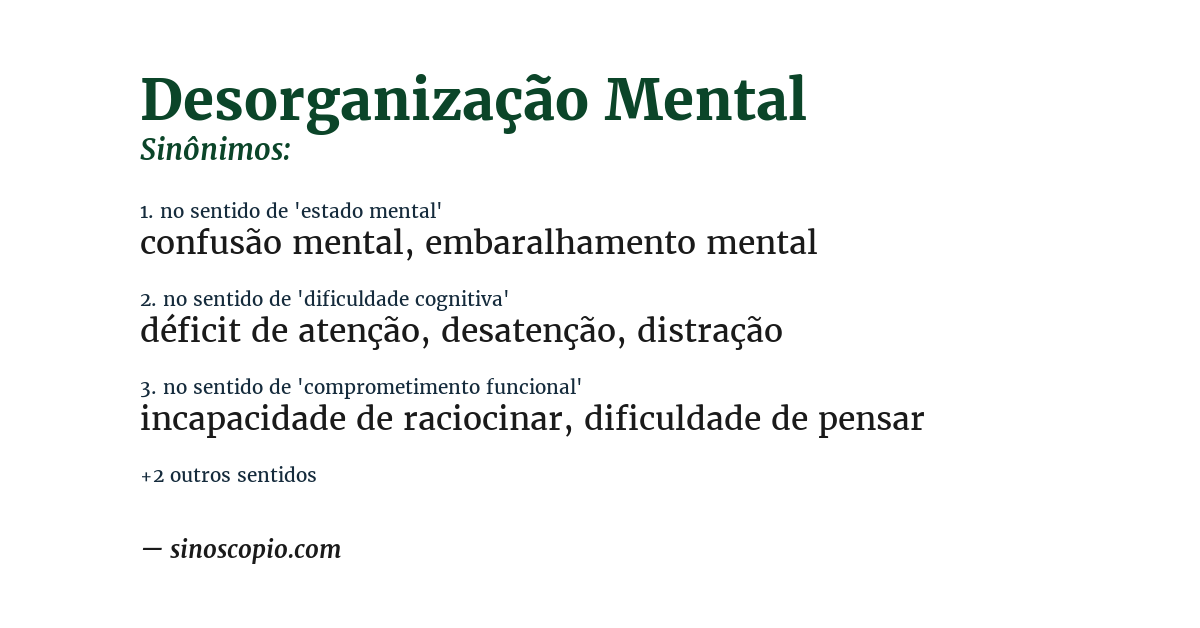 Sinônimo de desorganização mental