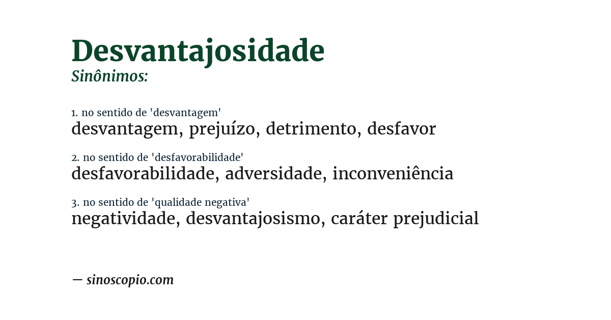 Sinônimo de desvantajosidade
