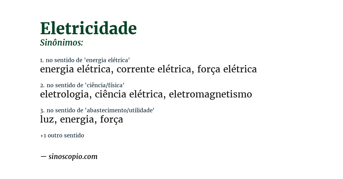 Sinônimo de eletricidade