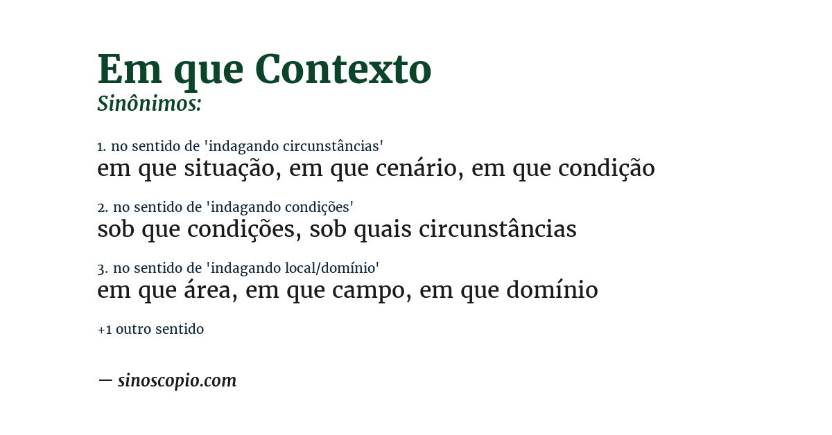 Sinônimo de em que contexto