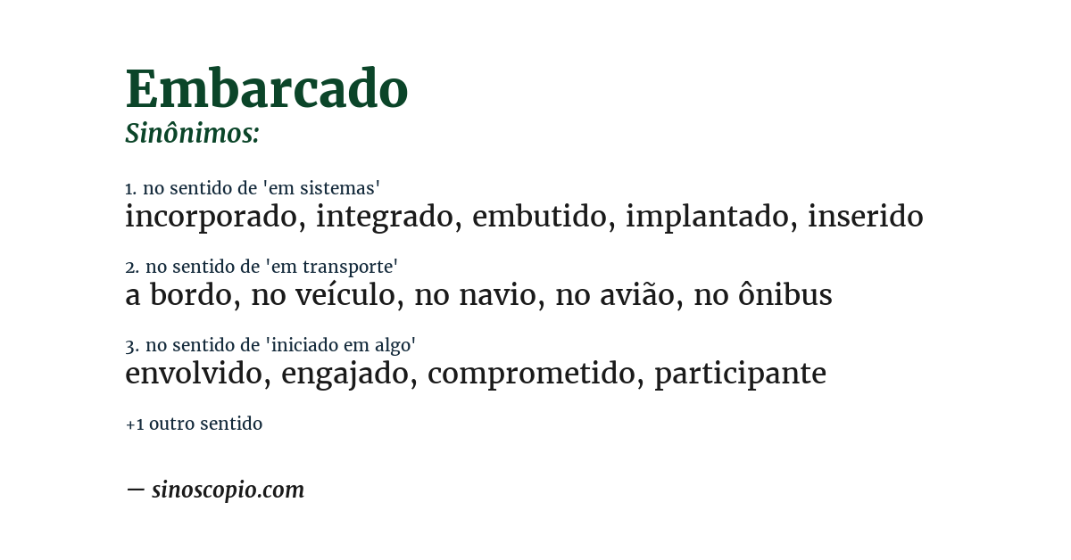 Sinônimo de embarcado