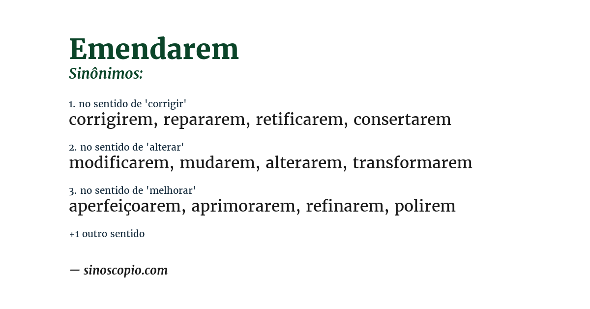 Sinônimo de emendarem