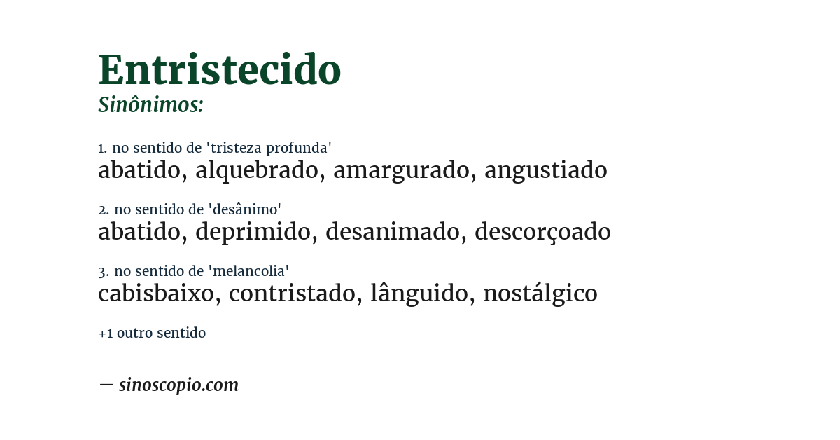 Sinônimo de entristecido