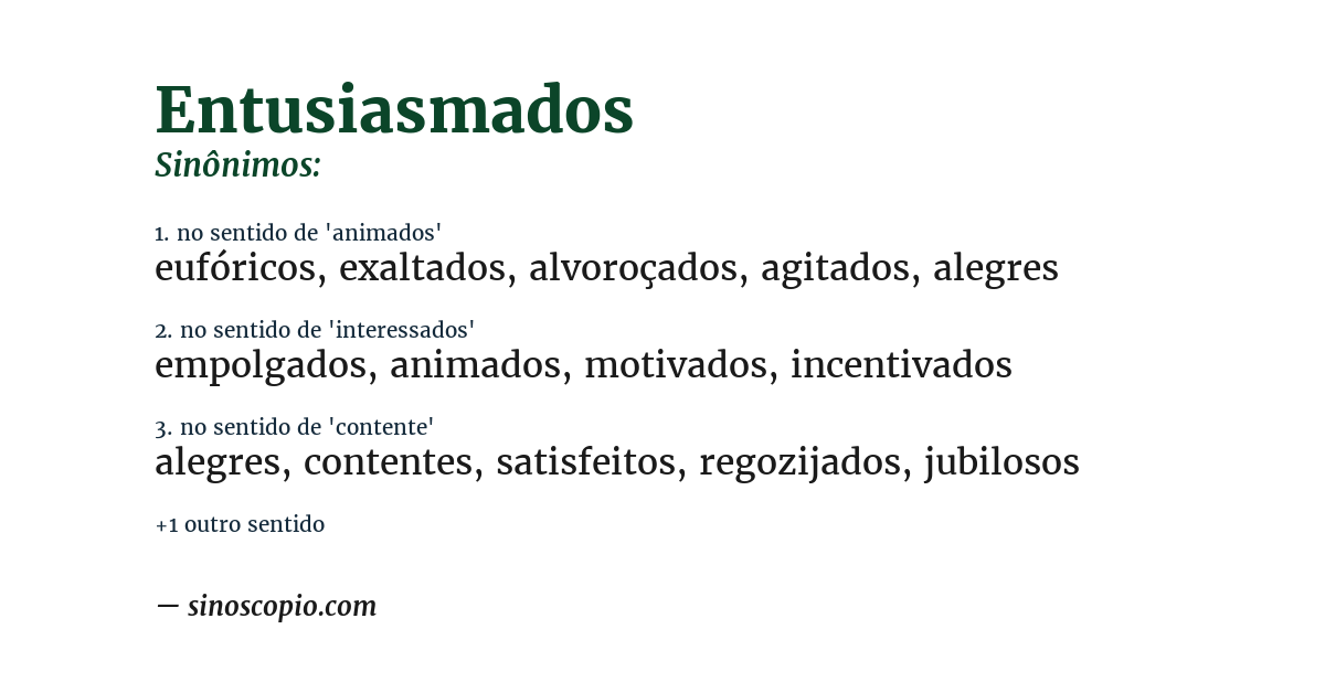 Sinônimo de entusiasmados