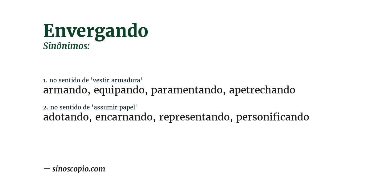 Sinônimo de envergando