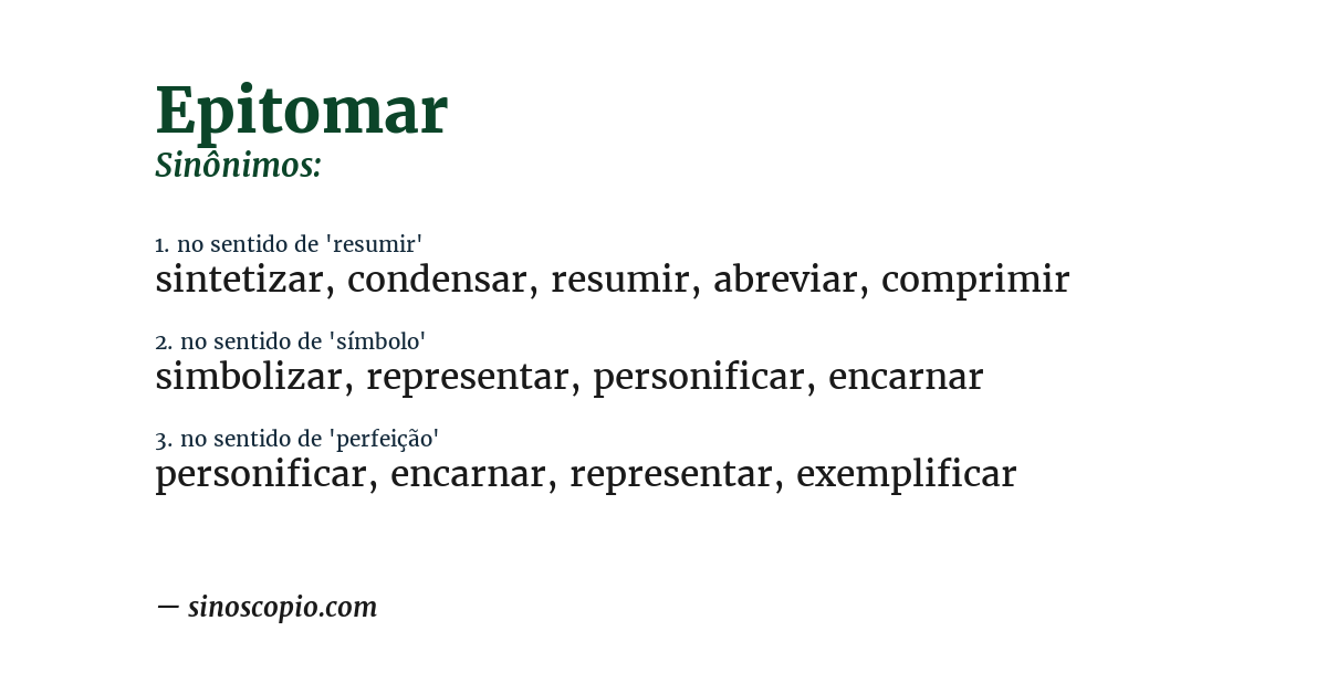 Sinônimo de epitomar
