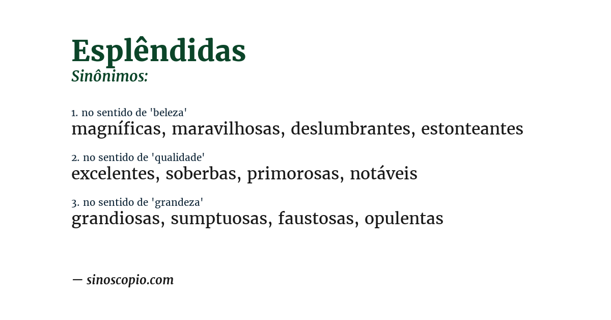 Sinônimo de esplêndidas