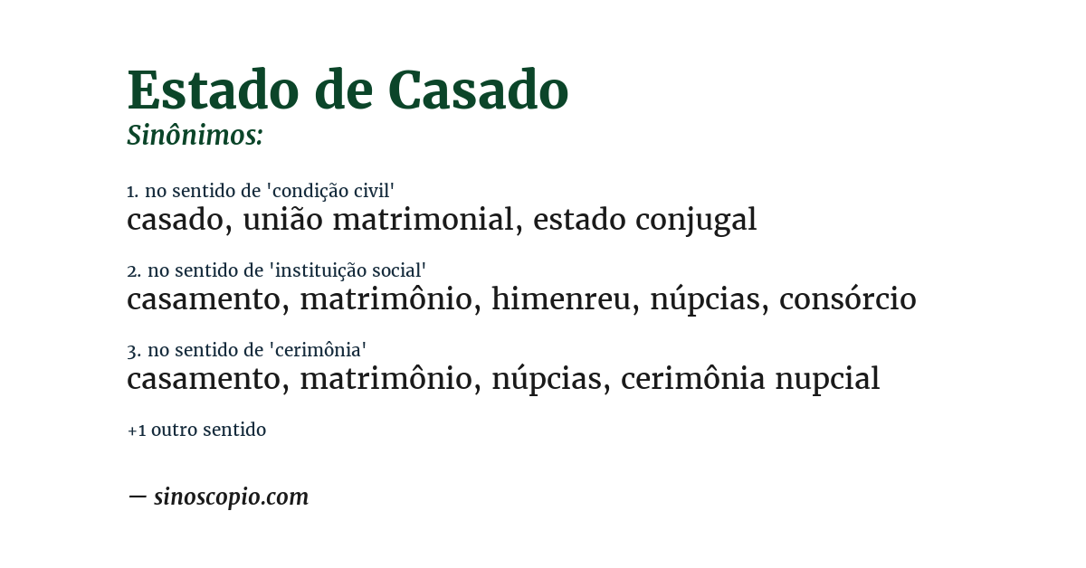 Sinônimo de estado de casado