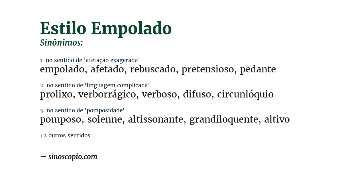 Sinônimo de estilo empolado