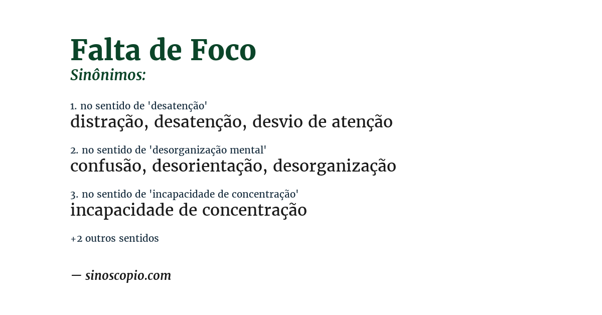 Sinônimo de falta de foco
