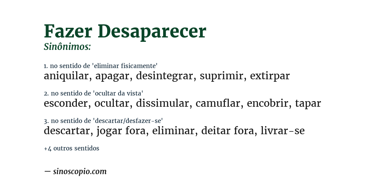 Sinônimo de fazer desaparecer