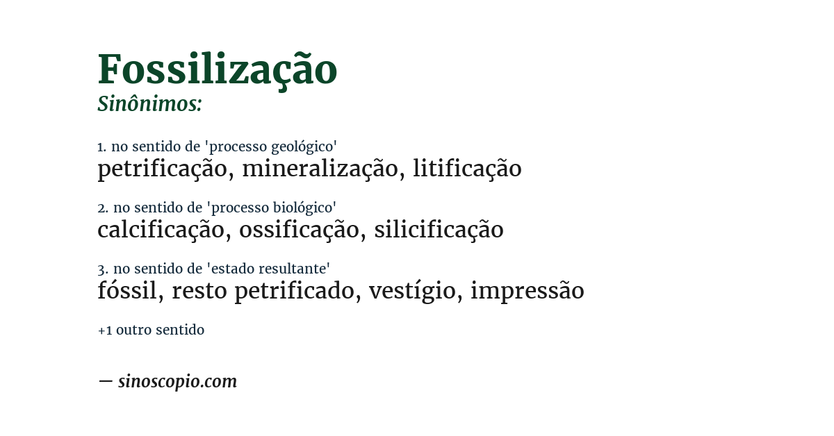 Sinônimo de fossilização
