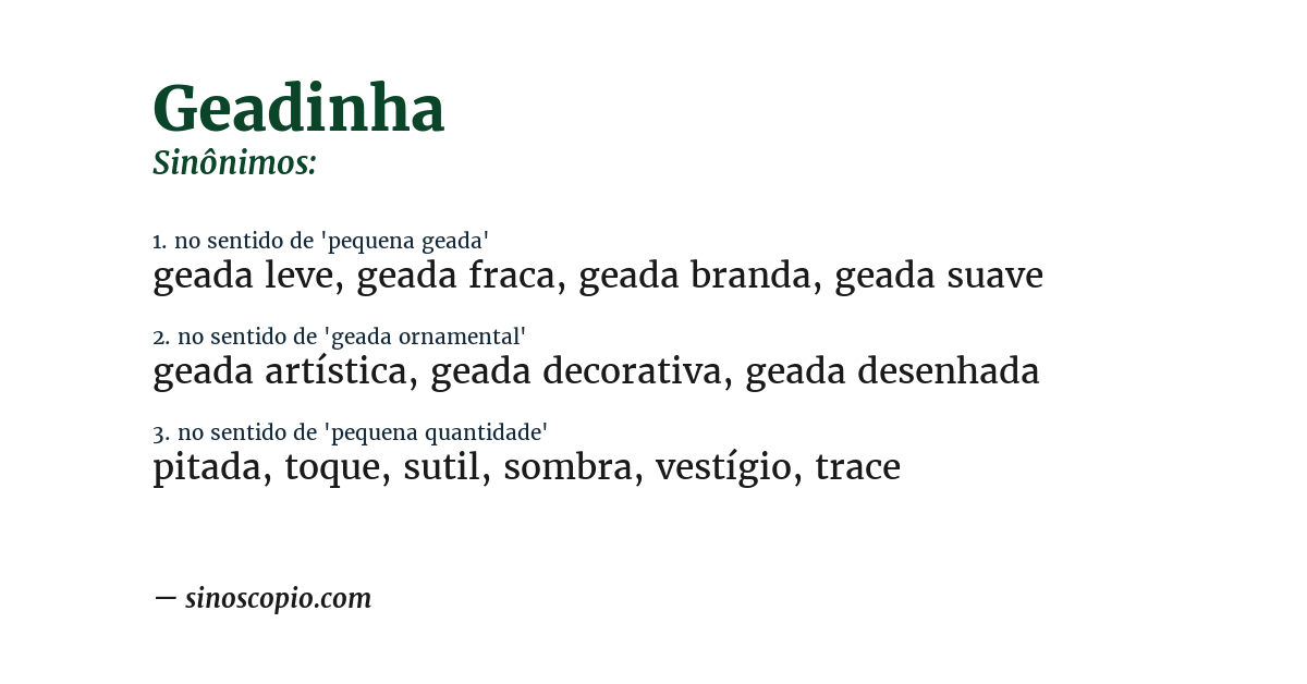 Sinônimo de geadinha