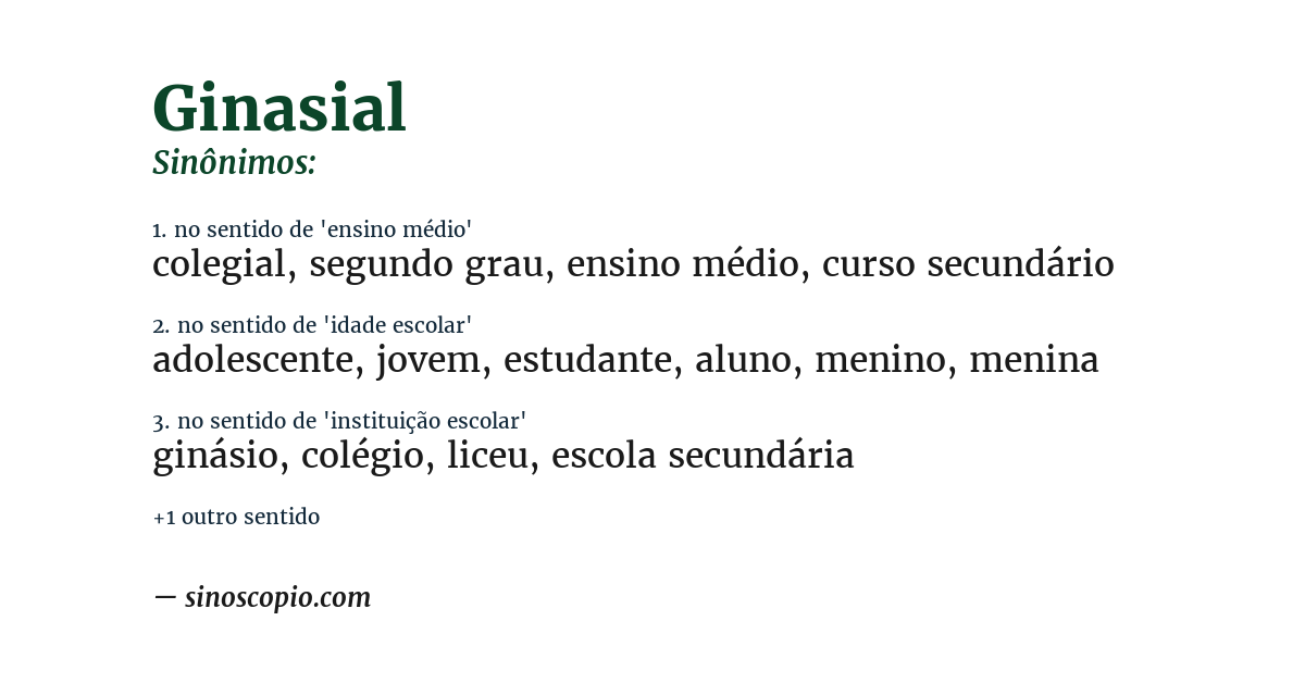 Sinônimo de ginasial