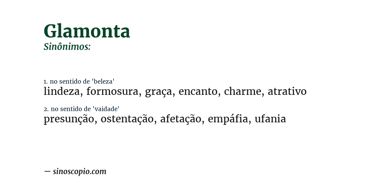 Sinônimo de glamonta