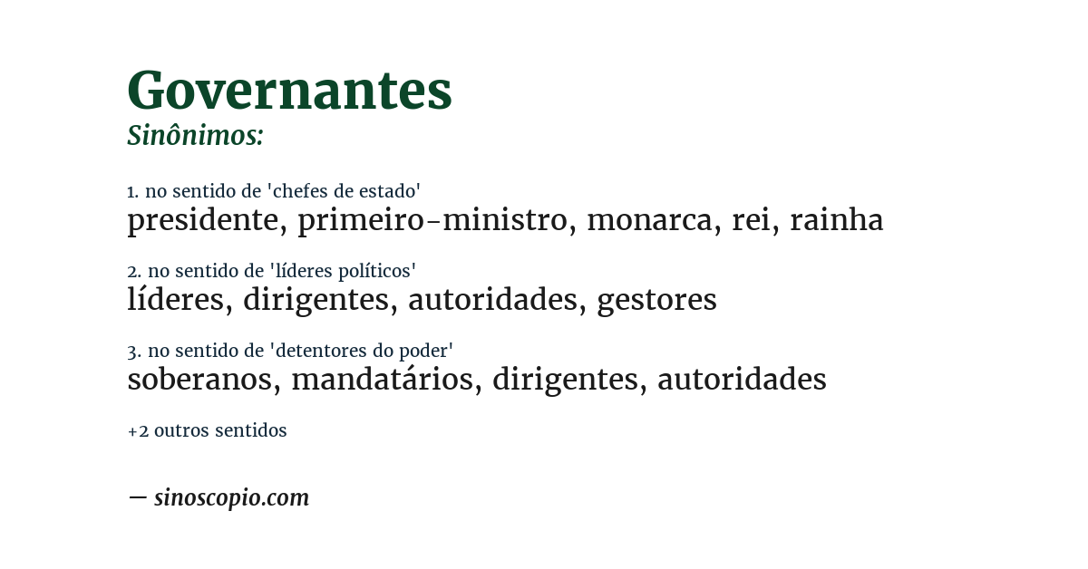 Sinônimo de governantes