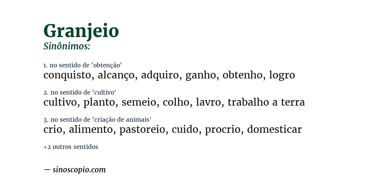 Sinônimo de granjeio