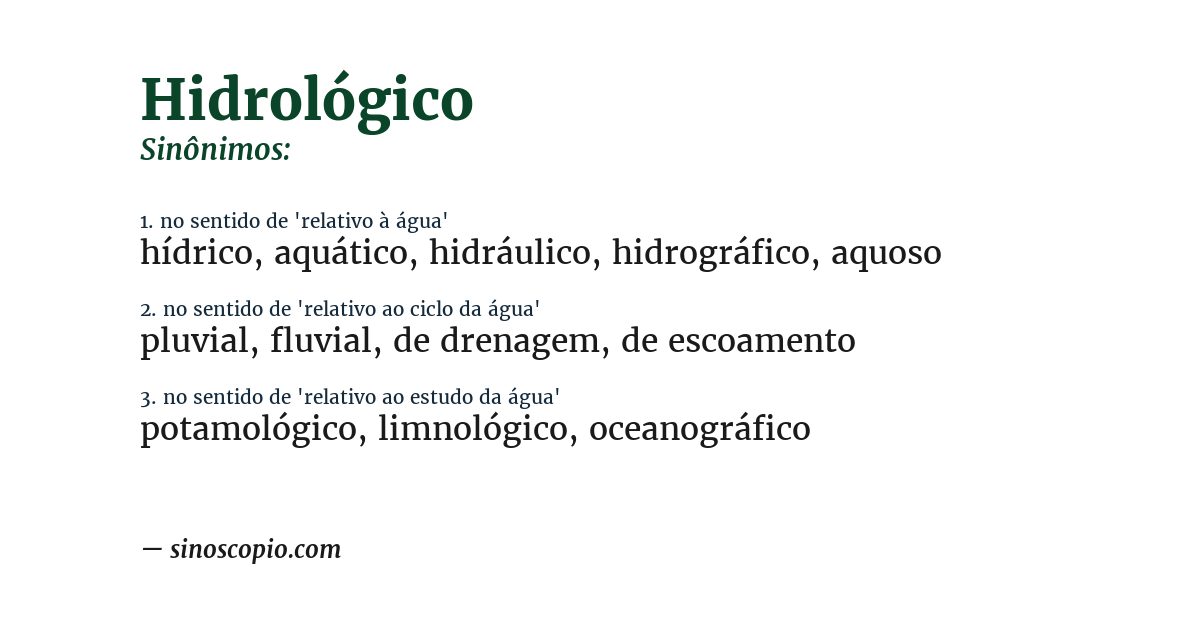 Sinônimo de hidrológico
