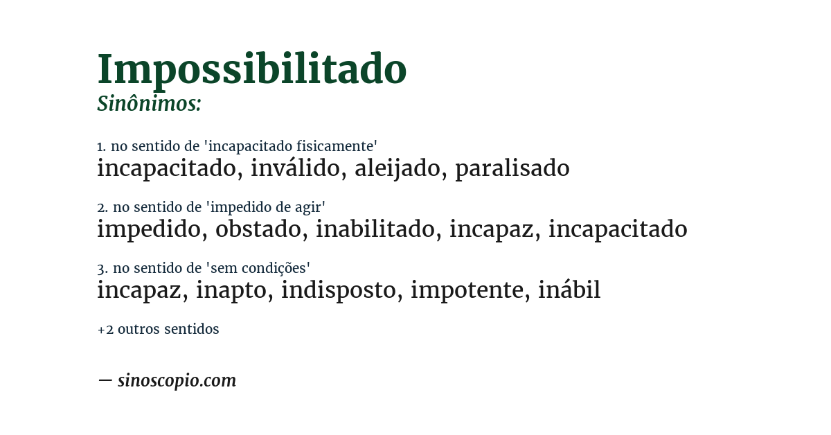 Sinônimo de impossibilitado