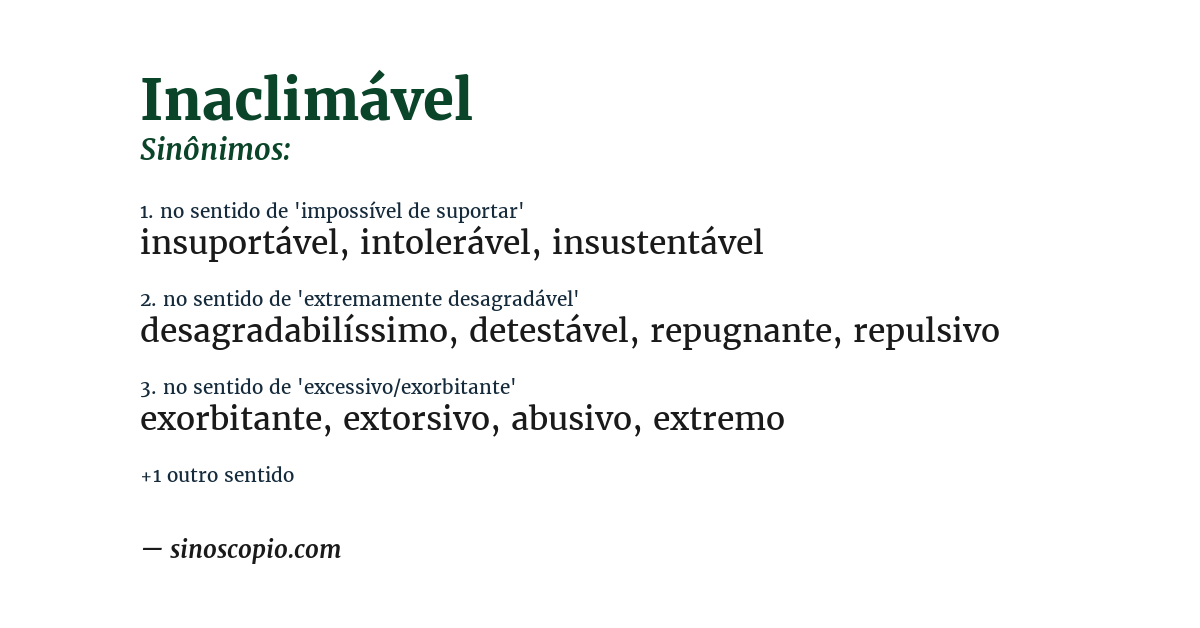 Sinônimo de inaclimável