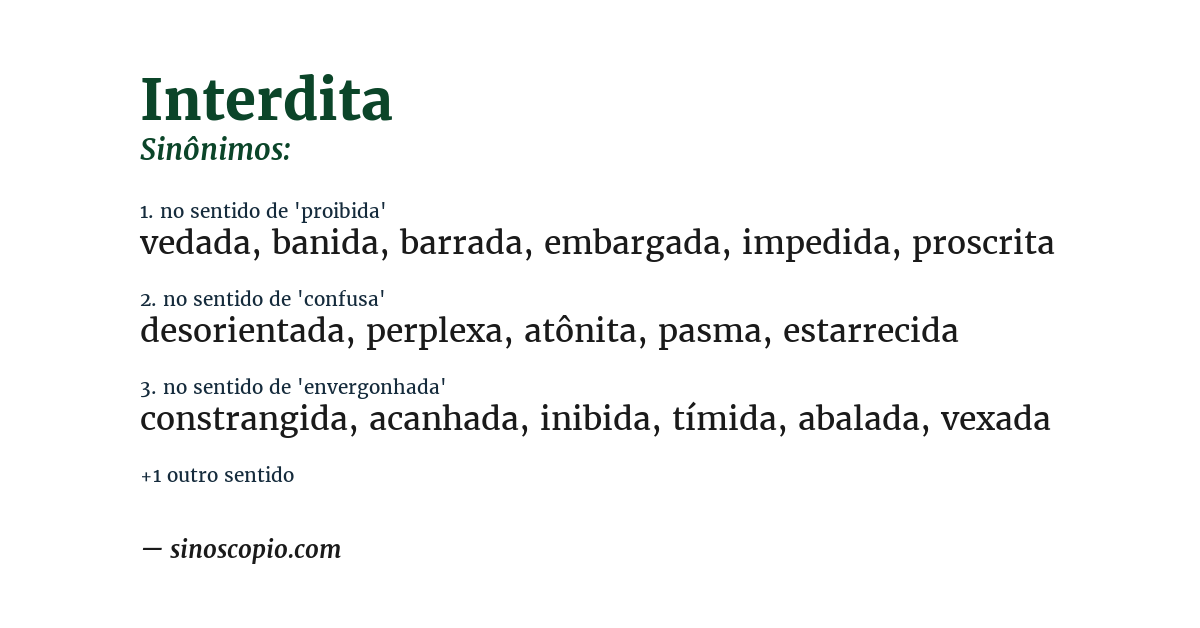 Sinônimo de interdita