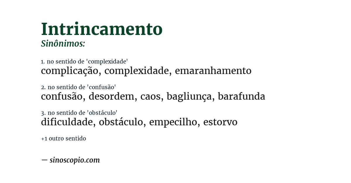 Sinônimo de intrincamento