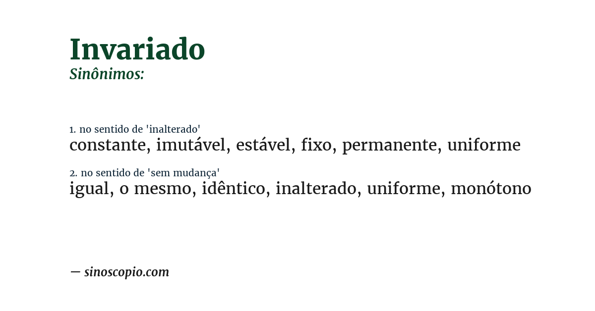 Sinônimo de invariado