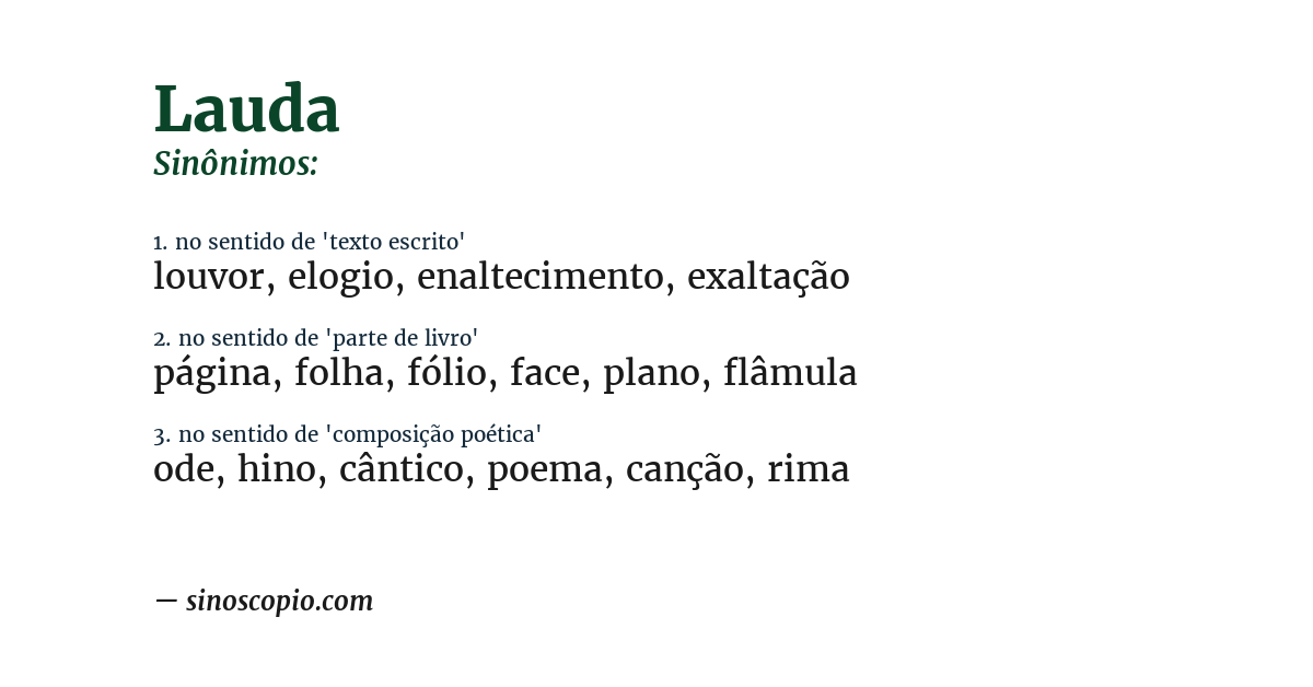Sinônimo de lauda