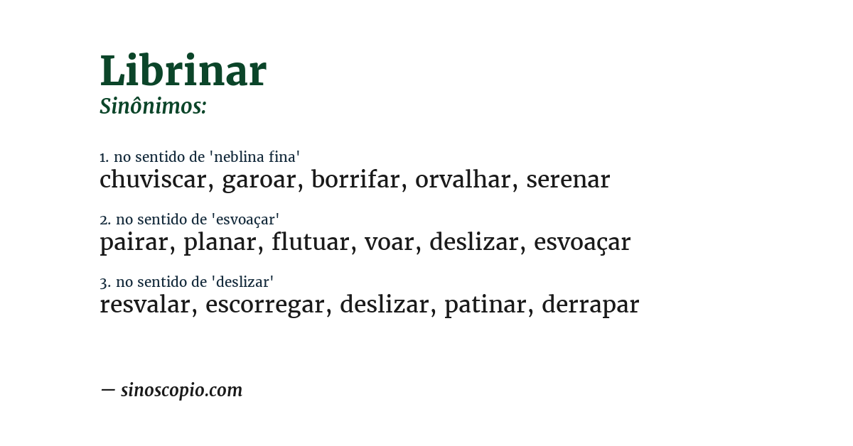 Sinônimo de librinar