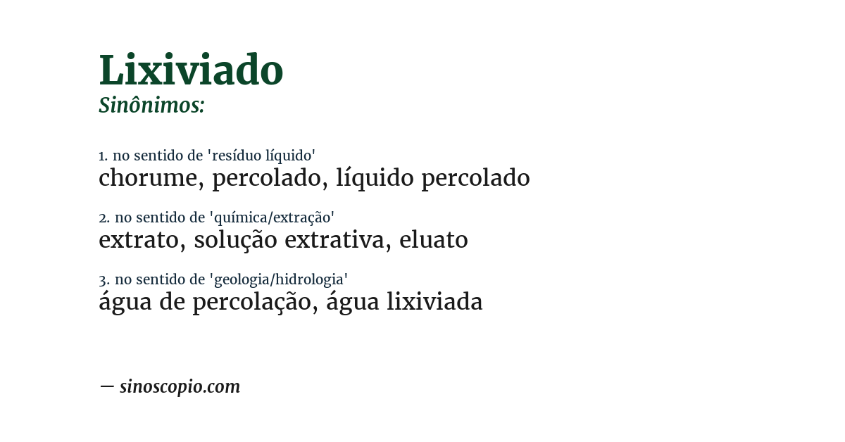 Sinônimo de lixiviado