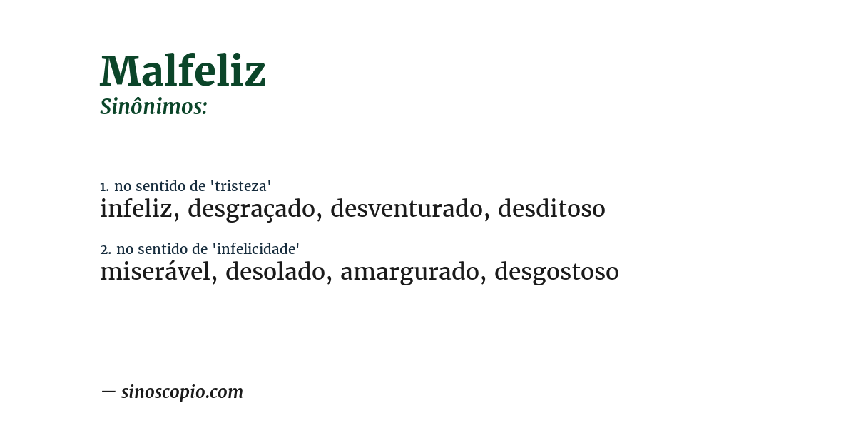 Sinônimo de malfeliz