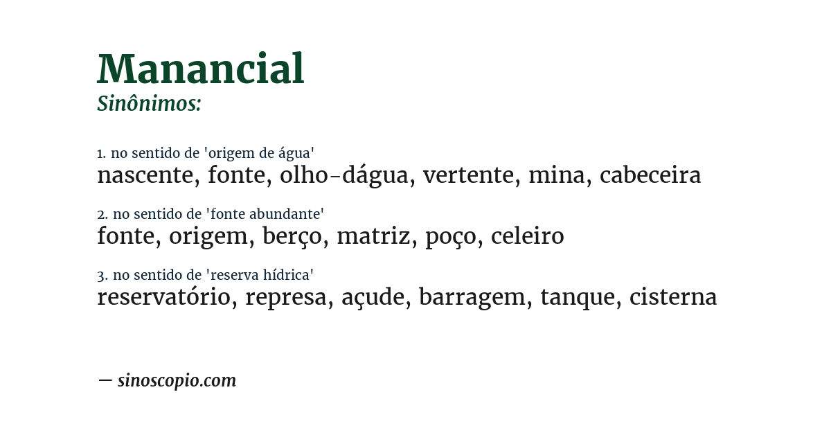 Sinônimo de manancial