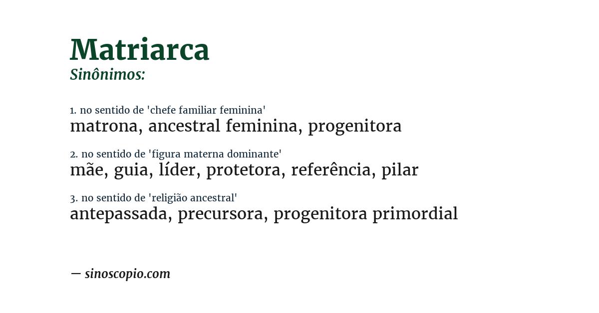 Sinônimo de matriarca