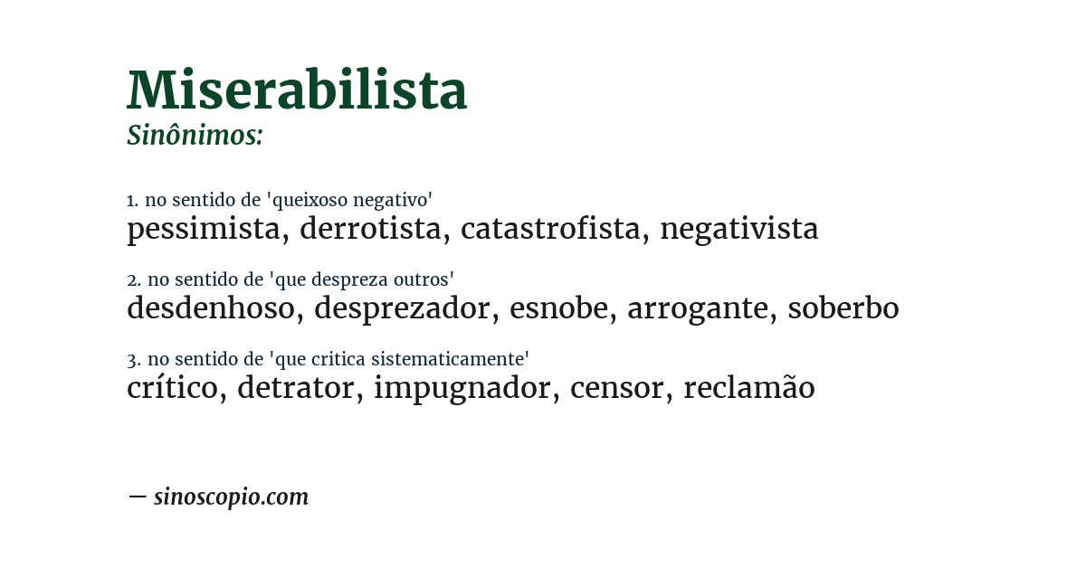 Sinônimo de miserabilista
