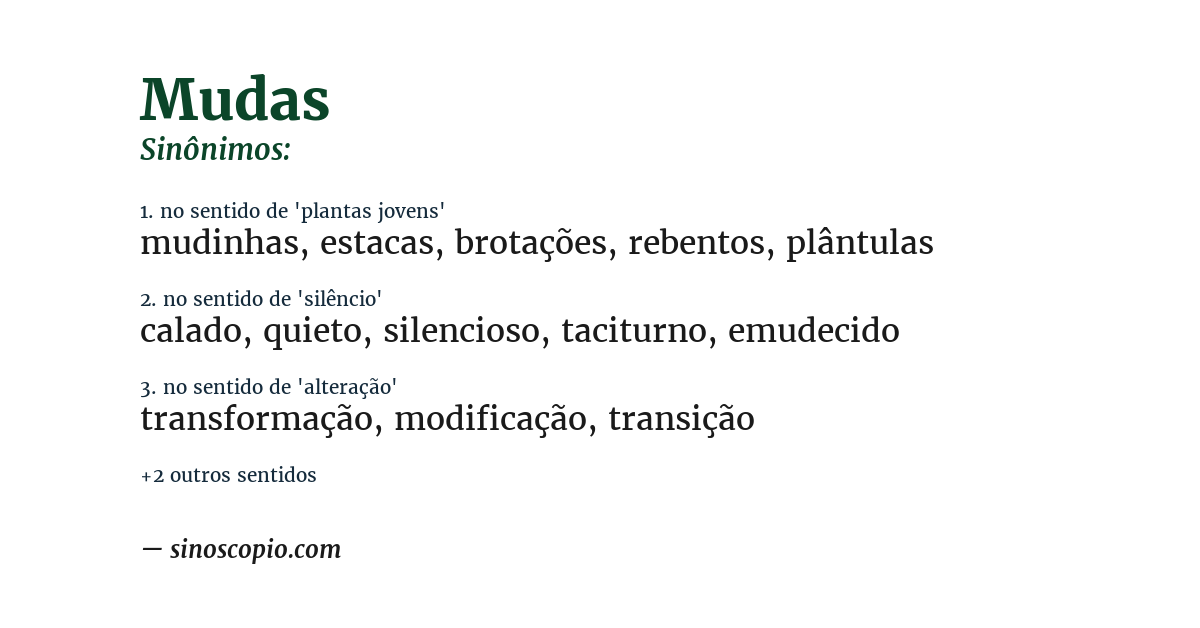 Sinônimo de mudas