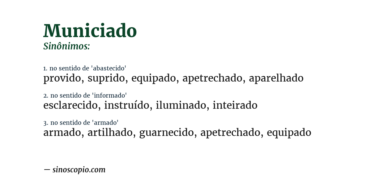 Sinônimo de municiado